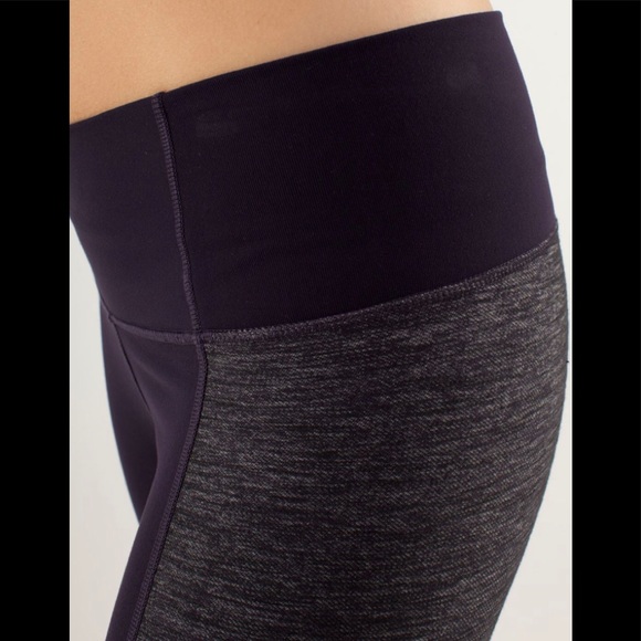 Lululemon Barre Pulse Pant Flare Two Fabrics Block Denim Plum Stretch High Waist - Picture 5 of 16